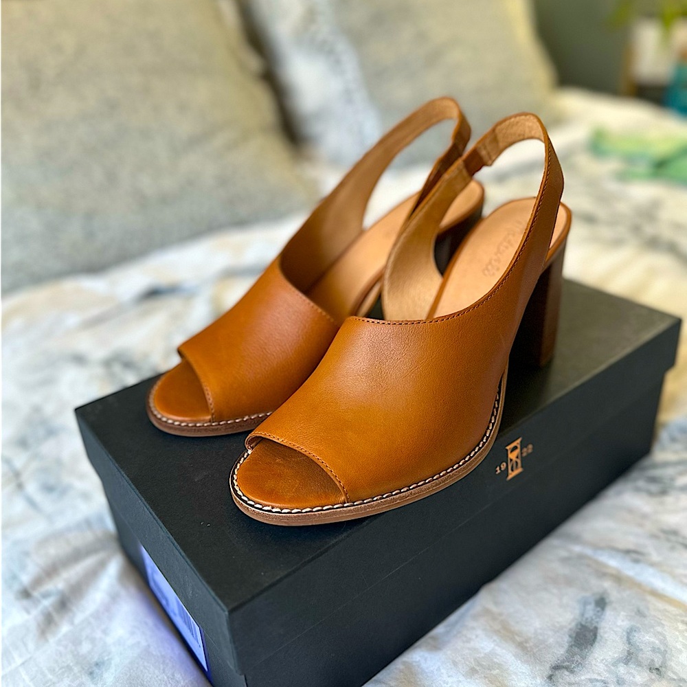 Madewell Brown Leather Sandal Block Heels